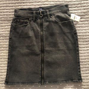 GAP Black Denim Front Zip Mini Skirt